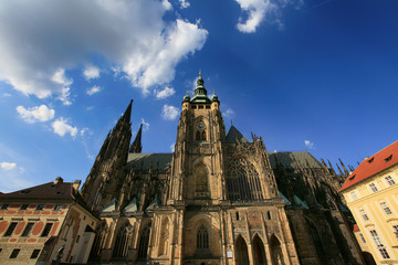 Prague, Czech Republic, St. Vitus Cathedral on the territory of Prague Castle.