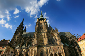 Prague, Czech Republic, St. Vitus Cathedral on the territory of Prague Castle.