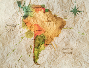 south america watercolor map - 235876570