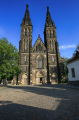 Fototapeta na wymiar Prague, Czech Republic, September 19, 2018. The Basilica of Saints Peter and Paul in Vysehrad