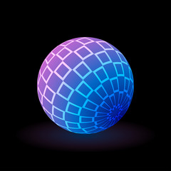 Multi-colored sphere in space. Vector ball with shadow. Bright background. Vector illustration.