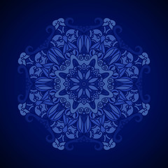 Vector ornamental background. Royal blue texture. Ethnic design template.