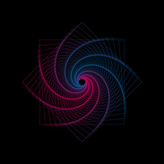 Elegant glowing square. Tunnel abstract. Twisted lines. Space tunnel.Vector illustration.