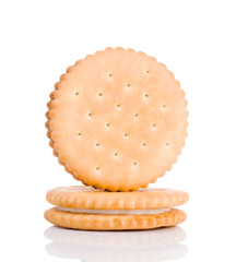 Two sandwich biscuits cookies isolateed on a white background