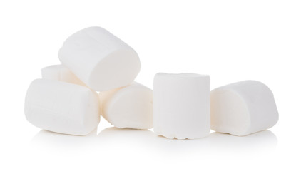 Group of tasty white marshmallows isolated on white background