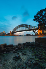 Sydney Harbour Bridge view at dusk.