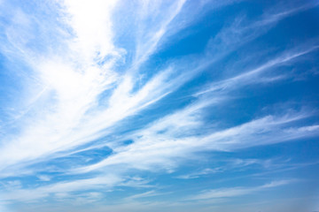 Naklejka na ściany i meble Light blue sky with streak white cloud,Season summer.