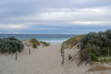 Fototapeta na wymiar Landscape of the way to the beach in Perth