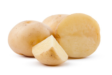 raw yellow potato isolated on white background
