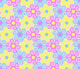 Colorful mosaic from snowflakes in techno style. Seamless pattern.