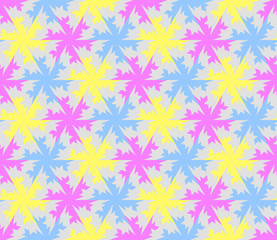 Colorful mosaic from snowflakes in techno style. Seamless pattern.