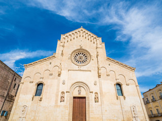 Fototapeta na wymiar Matera Cathedral, a Roman Catholic cathedral in Matera, Basilicata, Italy. UNESCO World Heritage Site, European Capital of Culture 2019 (wide)