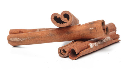 Cinnamon sticks isolated on white background
