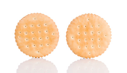 Two sandwich biscuits cookies isolateed on a white background