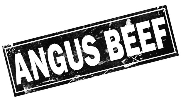 Angus beef word with in black frame word
