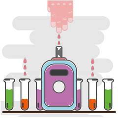 Control of diabetes. Using a blood glucose meter. Flat icon.