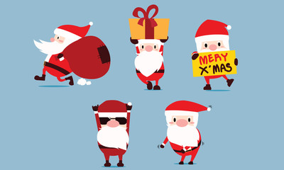 Santa Claus collection of Christmas. Characters cut vector illustrations.