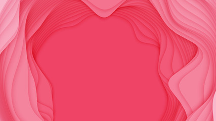 Vector 3D abstract background with paper cut shape. Colorful red carving art. Paper craft Antelope canyon landscape with soft gradient colors. Minimalistic design for business presentations, flyers. © garrykillian