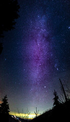 Milky Way over forest in mountain