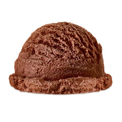 Chocolate ice cream scoop isolated on white background