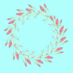 Fototapeta na wymiar wreath of flower buds. Pencil drawing