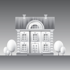 Beautiful Monochrome house. Flat style Vector illustration.