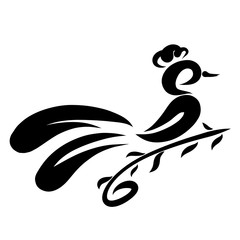 Bird with a tuft on the head sitting on a twig of a plant