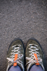 Worn shoes with shoe laces