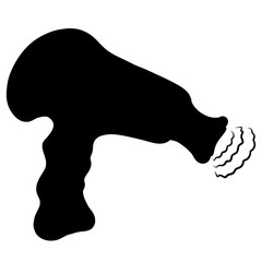 Black silhouette of a hair dryer blowing air waves