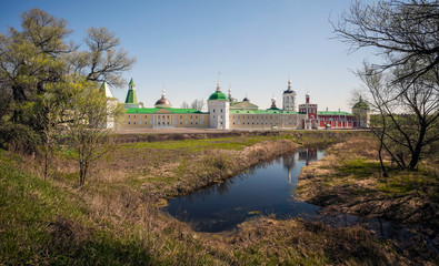 Fototapeta na wymiar view of Peshnoshsky monastery under the clear blue sky