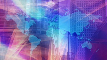 Obraz premium World map London bank building, international business concept