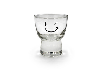 Smile Soju glass isolated on white background