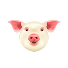 Pig Head Isolated on White Background. Symbol of 2019 Chinese Year of the Pig. Vector Icon.