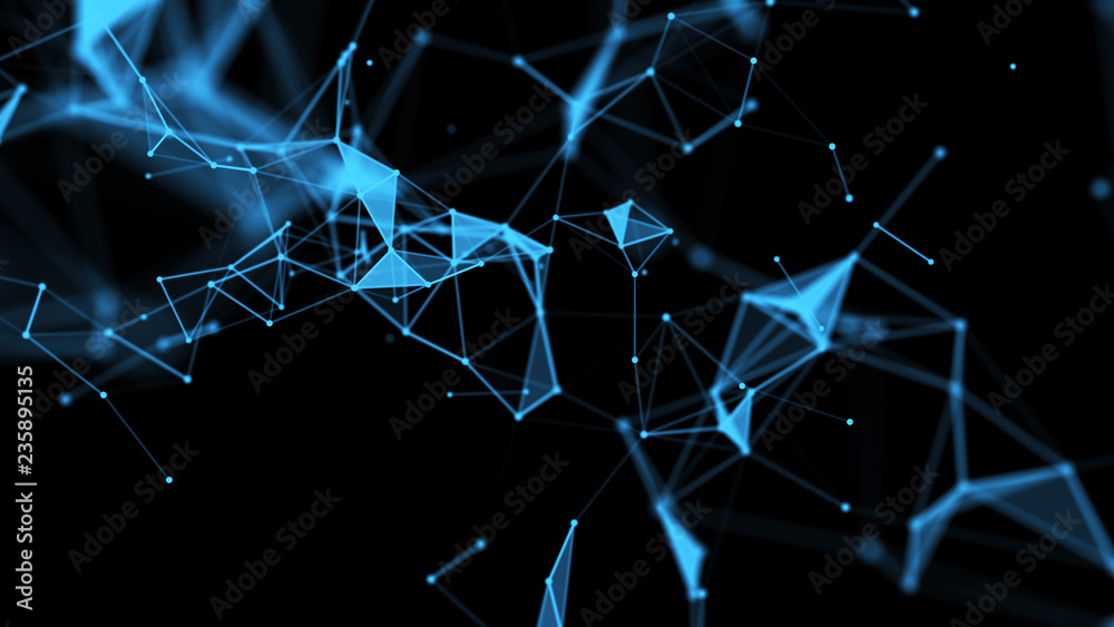 Poster abstract polygonal space background with connecting dots and lines .concept of network. 3d rendering