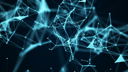 Abstract polygonal space background with connecting dots and lines .Concept of Network. 3d rendering.