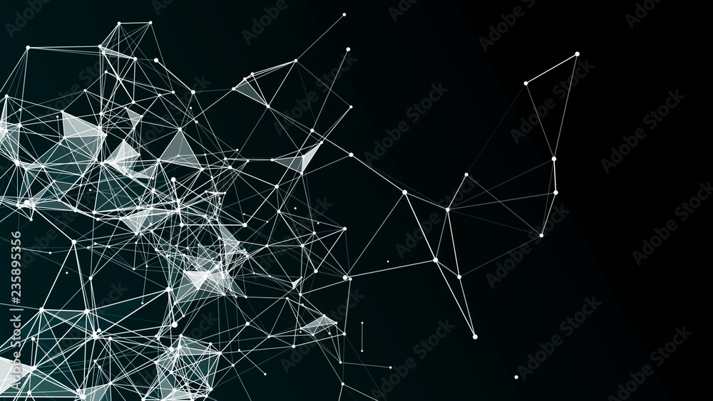 Poster abstract polygonal space background with connecting dots and lines .concept of network. 3d rendering