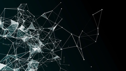 Abstract polygonal space background with connecting dots and lines .Concept of Network. 3d rendering.