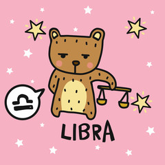 Libra horoscope cartoon vector illustration doodle style 