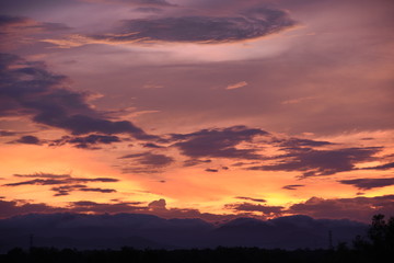 Beautiful evening Sunset Mountain Tropical countries Asia