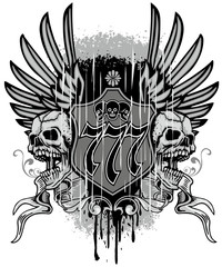 Gothic sign with skull, grunge vintage design t shirts