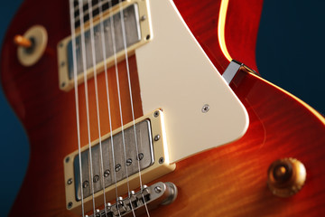 close up of an electric guitar