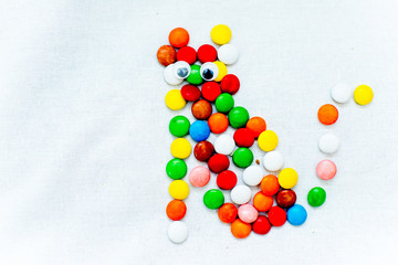 cat figure made of dry pet food