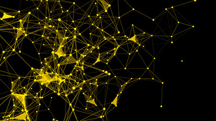 Plexus details consisting of points and lines. Visualization digital background yellow shade....