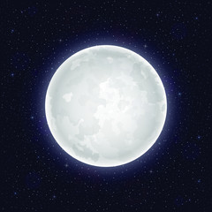 Realistic full moon. Vector illustration