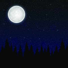 Realistic full moon. Vector illustration