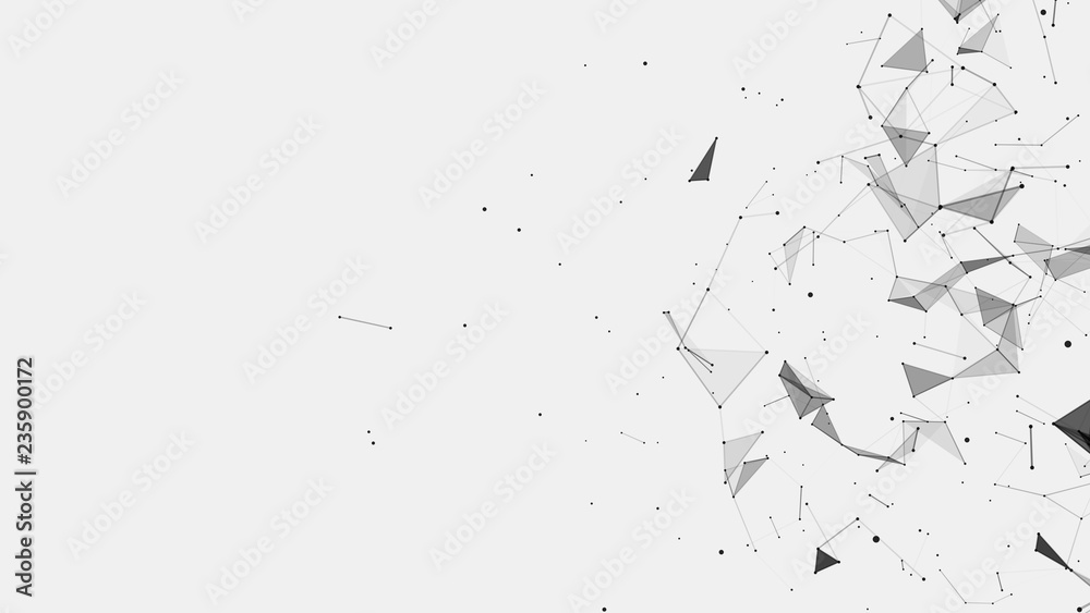 Wall mural abstract background consisting of triangles in space. polygonal white background. plexus effect. 3d 