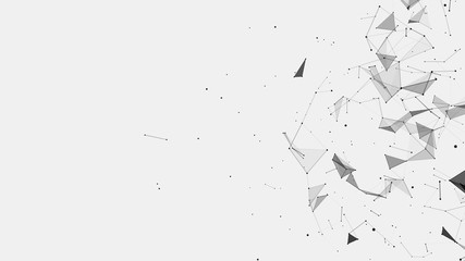 Abstract background consisting of triangles in space. Polygonal white background. Plexus effect. 3d rendering.