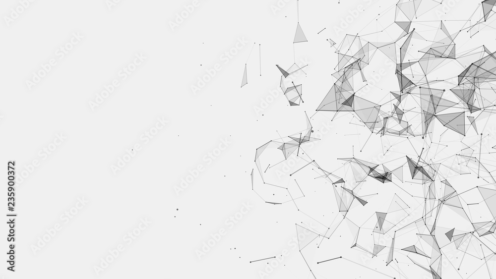 Poster abstract background consisting of triangles in space. polygonal white background. plexus effect. 3d 