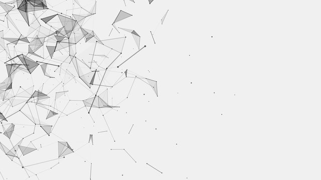 Abstract background consisting of triangles in space. Polygonal white background. Plexus effect. 3d rendering.