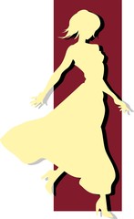 Vector silhouette of an woman in catwalk